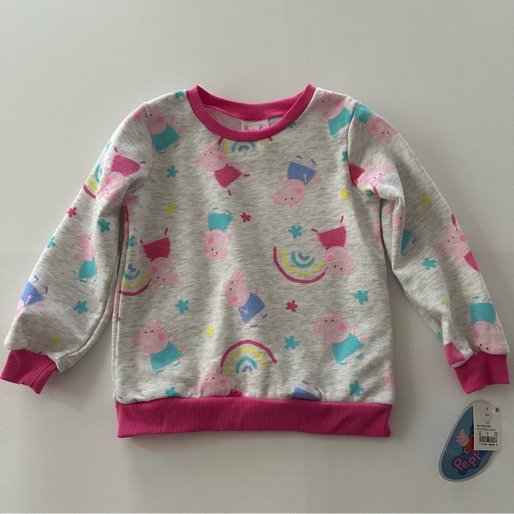 Peppa Pig 5T Toddler Girl Sweatshirt NWT Pink Gray